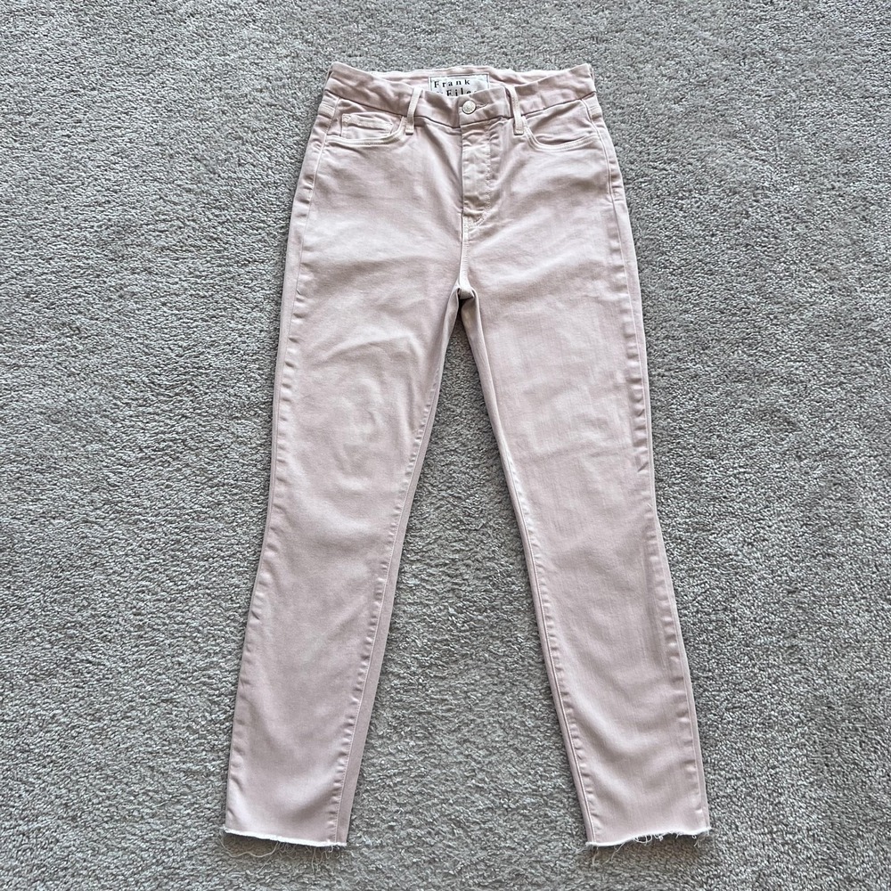 Frank & Eileen Sligo Slim Jeans Womens 29 Pink Mid Rise Raw Hem USA